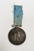19th century Marine Society award of merit medal, awarded to George Cox, with original ribbon