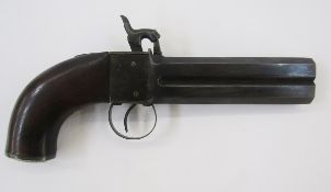 Over and under double barrel percussion cap pistol, circa 1840 Condition Report The action is