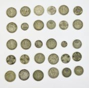 Large quantity of English pre 47 coinage, weight 1.829 kgs