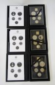 Five 2017 United Kingdom proof coin set, consisting of 5 coins and Royal Mint medal, 2 x £5, 2 x £