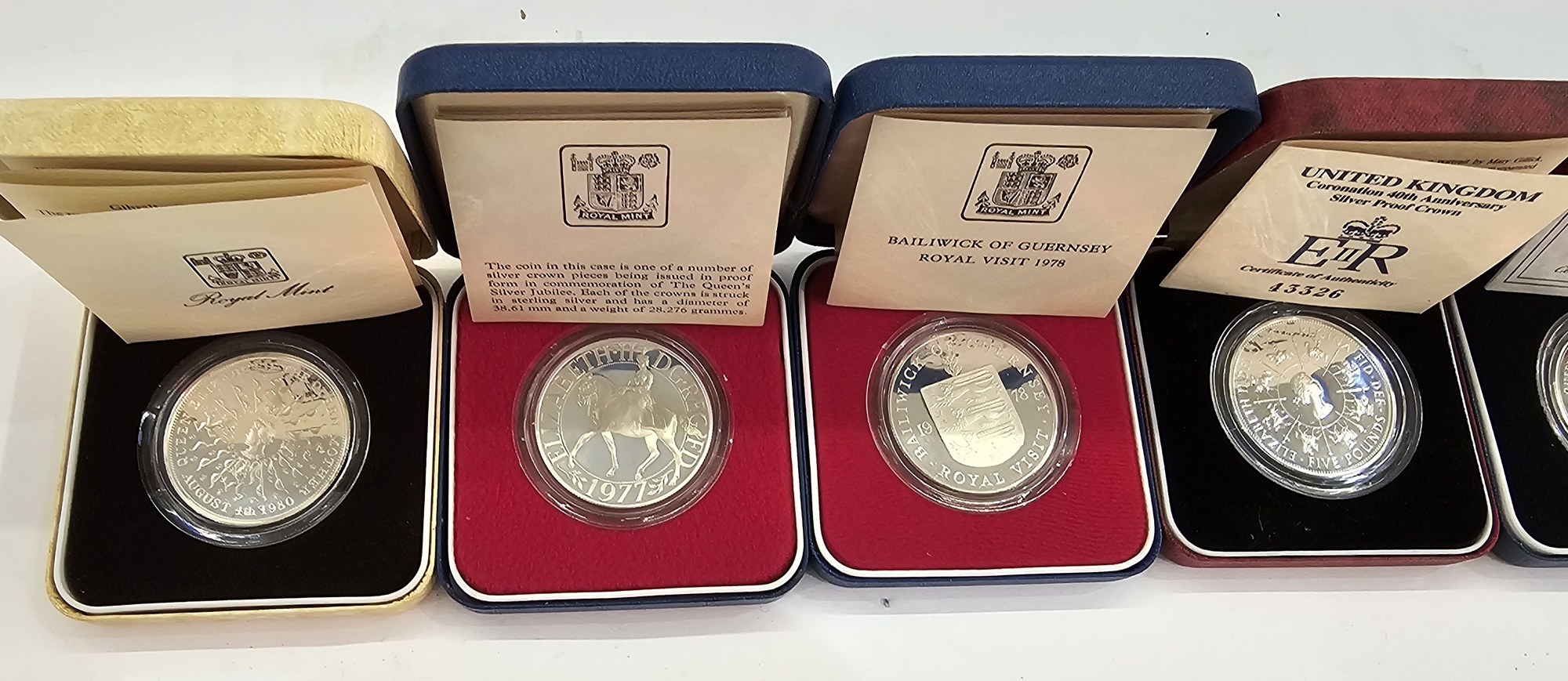 GB & other coins: Nine boxed QEII silver proof coins cat value c £300, .925 silver weight c 250g - Image 2 of 5