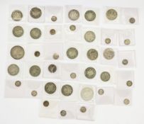 Pre 47 silver coinage, face value £2.50, together with US 1899 quarter dollar (poor), one Bermuda