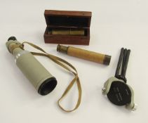 Vintage brass three-draw telescope by Thomas J Evans, London, housed in original fitted box, another