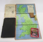 Vintage rail 'Race Around Britain' board game with miniature trains, playing pieces and related