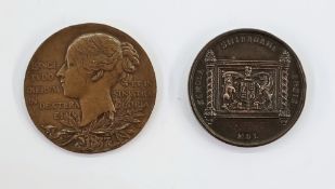 GB Medals: QV diamond jubilee bronze medal and Sherborne School first prize medal for “throwing a