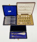 Eleven silver coffee bean spoons, Sheffield 1921, Cooper Bros, contained in a fitted case for twelve
