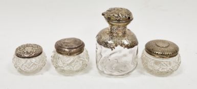 Victorian silver and glass perfume bottle, London 1897, William Comyns & Sons, the silver top and
