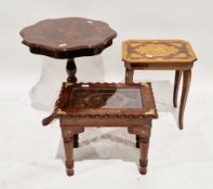 Italian Sorrento marquetry inlaid musical table, 46cm high x 40cm wide, a hardwood inlaid pedestal