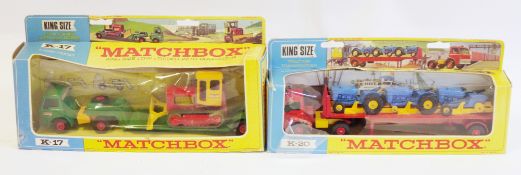 Two boxed Matchbox King Size diecast models to include K-20 King Size Tractor Transporter and K-17
