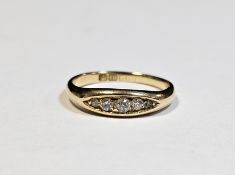 Early 20th century 18ct gold ring with five illusion set diamonds, size M 1/2, 3.3g approx.