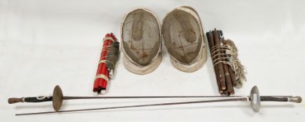 French ' Leon Paul ' fencing foil, 107cm long together with another fencing foil, two fencing