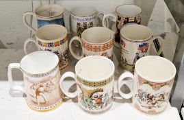 Group of Wedgwood and Royal Doulton commemorative mugs and others similar, comprising Wedgwood