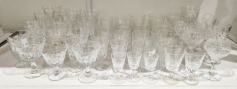 20th century cut-glass part table service, comprising: wine glasses, tumblers, sherry and liquor