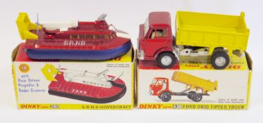 Two boxed Dinky Toys diecast models to include 438 Ford D800 Tipper Truck and 290 S.R.N.6 Hovercraft