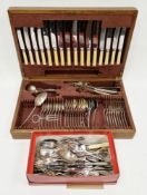 Early 20th century oak canteen of cutlery, cased, partially fitted with silver plated flatware