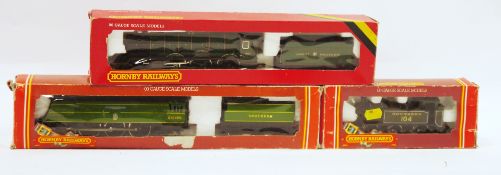 Three boxed Hornby 00 gauge locomotives to include R.374 SR Battle of Britain loco 'Spitfire', R.078