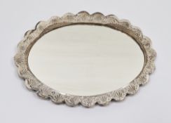 Turkish 900-grade silver mounted hanging wedding mirror with floral repousse decoration to frame and