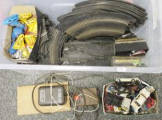 Quantity of vintage Scalextric slot cars and track to include Escort RS 1600, TR7 C130-0020, Rover