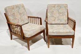 Pair of mid-century retro teak armchairs designed by George Stone for Chiltern Furniture of High