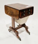 Regency mahogany and satinwood inlaid drop-flap sewing/work table having two drawers to one end with