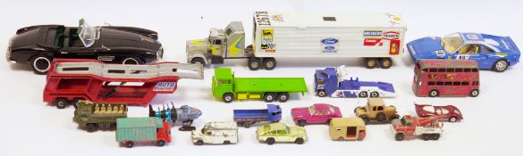 Quantity of playworn Lesney, Matchbox, Burago, Dinky, Corgi diecast models to include Dinky Daimler,