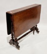 19th century mahogany Sutherland table with rectangular drop flaps, on twin turned legs and