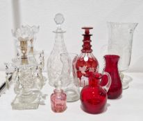 Collection of glassware, including a pair of cut-glass baluster lustres, a cut-glass oviform