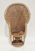 20th century wicker peacock chair of typical form, 138cm high x 83cm wide