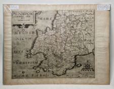 William Kip (act.c.1598-1635) after Christopher Saxton (British c.1540-c.1610) 'Penbrok Comitatus