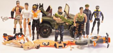 Hasbro Action Man and accessories to include Action Man Jeep, Technoflex bike, parachute action man,