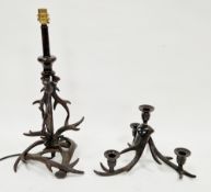 Oka Simulated antler table lamp and a four-light candelabrum, similar, each cast and coloured in