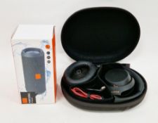 Sony over-ear wireless noise cancelling headphones WH-1000XM4 with soft case together with a boxed