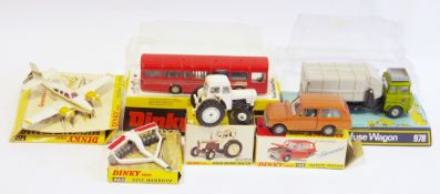 Six boxed Dinky Toys diecast models to include 283 Single Decker Bus, 978 Refuse Wagon, 192 Range