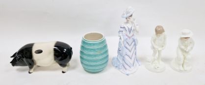 Mid-century Poole pottery turquoise glazed ribbed baluster vase, 13cm high, a Coopercraft pottery