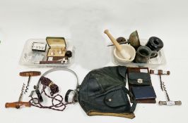 Mixed lot of collectables including leather aviator's cap, set of Sterling of London pilot's