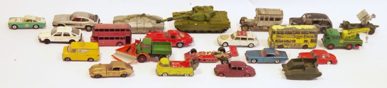 Large quantity of playworn Dinky, Corgi and other diecast model cars to include Dinky Toys 105