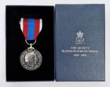 Queen Elizabeth II platinum Jubilee medal in original box of issue  Condition Report Additional