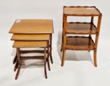 Mid-century Sutcliffe Furniture nest of three tables on shaped supports, largest table 48cm high x