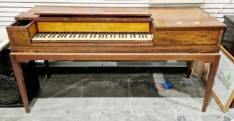 Early 19th century mahogany and satinwood square piano by John Broadwood & Sons, held on a later