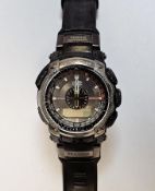 Casio Protrek Tough Solar wristwatch, ref 5114PRW-5000, on rubber strap
