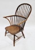 18th/19th century ash and elm comb back elbow chair, 85cm high x 59cm wide x 45cm deep  Condition