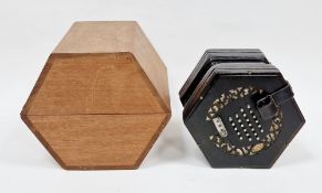 Late 19th / early 20th century C. Wheatstone concertina, serial no. 20589, 48 buttons, ebonised,