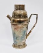 Art Deco silver plated cocktail shaker with internal detachable lemon squeezer, stamped with