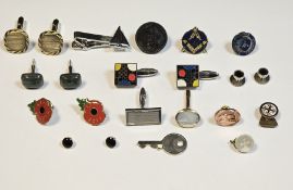 9ct gold and mother of pearl single cufflink, gross weight 4.5g together with collection of