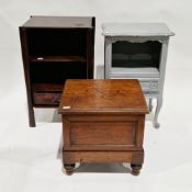 South East Asian hardwood side cabinet with two shelves and single drawer, carrying handles to side,