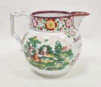 Staffordshire Pearlware lustre named and dated jug, named for Abraham Patrick, St Georges