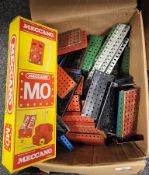 Quantity of vintage Meccano to include rectangular plates in a variety of colours, brackets, four