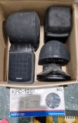 Three pairs of speakers viz:- Kenwood KFC1281 door mount (boxed), GEnexxa Pro-LX5 and Canon S-35