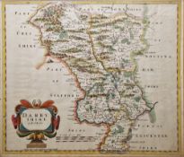Robert Morden (c.1650-1703), early 18th century hand-coloured engraved map of Darbyshire (sic), sold