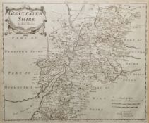 Robert Morden (1650-1703) engraved map of Gloucestershire, framed and glazed, mount aperture 35cm